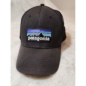 Patagonia Trucker Hat Cap Black‎ Logo Patch Adjustable Mesh Back